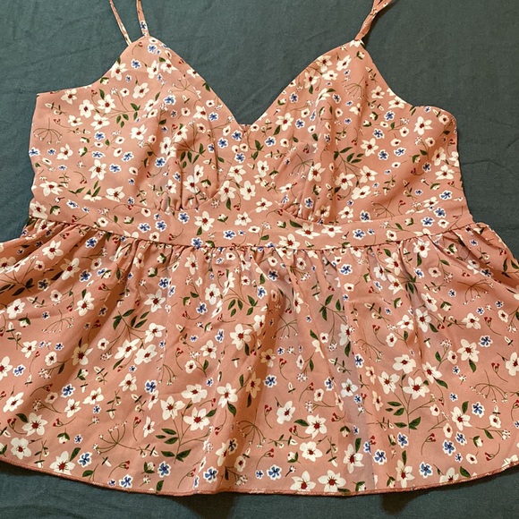Pink Floral Peplum Tank Top 1XL - Picture 2 of 6